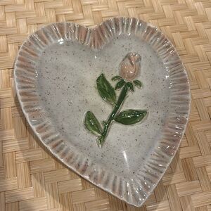 Heart Shaped Trinket Dish with Rose​
